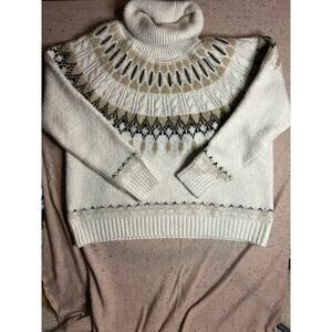 Old Navy Cable Knit Wool Blend Turtle Neck Sweater XXL TALL fisherman cabin